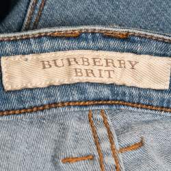 Pre Owned Burberry Brit Blue Denim Low Rise Skinny Jeans S Waist 24"