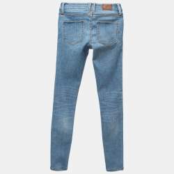 Pre Owned Burberry Brit Blue Denim Low Rise Skinny Jeans S Waist 24"