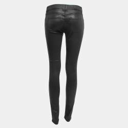 Pre Owned Burberry Brit Black Coated Cotton Low Rise Skinny Jeans S Waist 26"