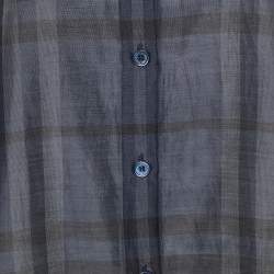 Pre Owned Burberry Brit Black Checkered Cotton Shirt L