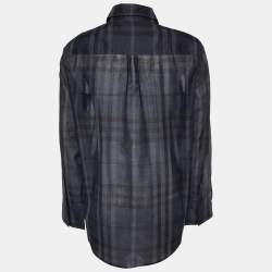 Pre Owned Burberry Brit Black Checkered Cotton Shirt L