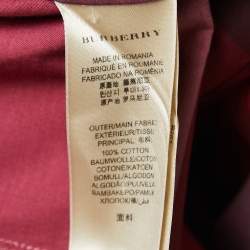 Pre Owned Burberry Brit Dark Pink Giant Check Cotton Button Front Shirt XS