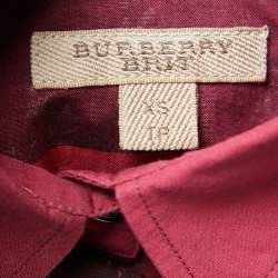 Pre Owned Burberry Brit Dark Pink Giant Check Cotton Button Front Shirt XS