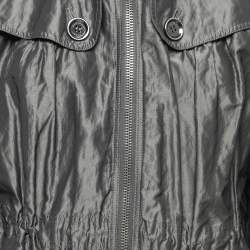 Pre Owned Burberry Brit Metallic Grey Synthetic Jacket S