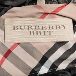 Pre Owned Burberry Brit Metallic Grey Synthetic Jacket S