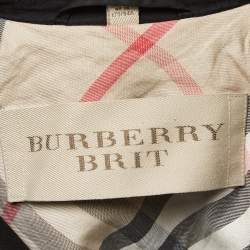 Pre Owned Burberry Brit Black Cotton Belted Trench Coat S