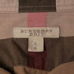 مملوكة مسبقًا Burberry Brit Brown Nova Check Patterned Cotton Button Front Shirt S