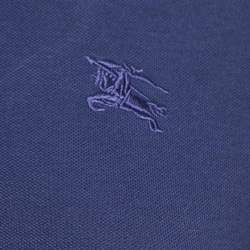 Pre Owned Burberry Brit Navy Blue Cotton Ruffled Collar Full Sleeve Polo T-Shirt XS