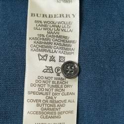 Pre Owned Burberry Brit Navy Blue Checkered Wool Blend Cotton Button Front Cardigan L