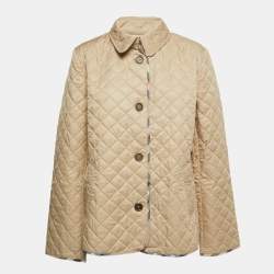 Pre Owned Burberry Brit Quilted Synthetic Button Front Jacket XXL