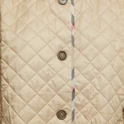 Pre Owned Burberry Brit Quilted Synthetic Button Front Jacket XXL