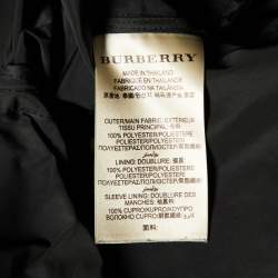 Pre Owned Burberry Brit Black Polyester Double Breasted Hooded Trench Coat S