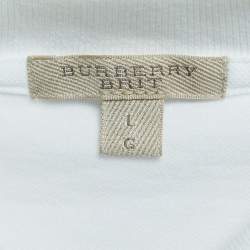 Pre Owned Burberry Brit White Cotton Pique Polo T-Shirt L