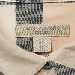 Pre Owned Burberry Brit Beige Checked Printed Cotton Shirt XS