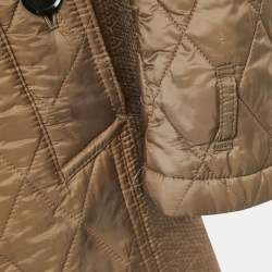 Pre Owned Burberry Brit Beige Nylon Double Breasted Coat XS