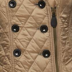Pre Owned Burberry Brit Beige Nylon Double Breasted Coat XS
