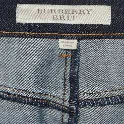 Pre Owned Burberry Brit Dark Blue Denim Knee Length Skirt M
