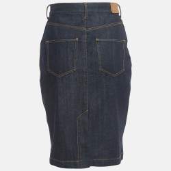 Pre Owned Burberry Brit Dark Blue Denim Knee Length Skirt M