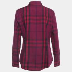مملوكة مسبقًا Burberry Brit Purple Checked Cotton Button Front Shirt L