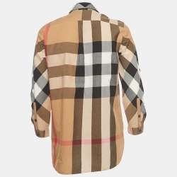 Pre Owned Burberry Brit Beige Checked Printed Cotton Shirt XS