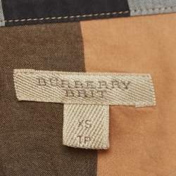 Pre Owned Burberry Brit Beige Checked Printed Cotton Shirt XS