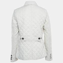 Pre Owned Burberry Brit Off White Diamond Quilted Synthetic Jacket XS