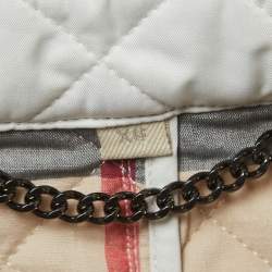 Pre Owned Burberry Brit Off White Diamond Quilted Synthetic Jacket XS