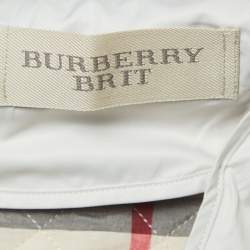 Pre Owned Burberry Brit Off White Diamond Quilted Synthetic Jacket XS