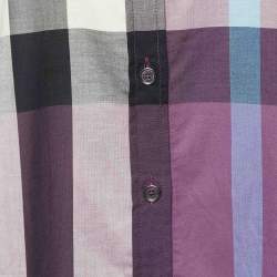 Pre Owned Burberry Brit Purple Checked Cotton Long Sleeve Shirt S