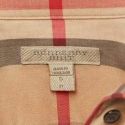 مملوكة مسبقًا Burberry Brit Beige Checked Cotton Button Front Full Sleeve Shirt S