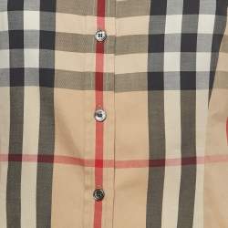 مملوكة مسبقًا Burberry Brit Beige Checked Cotton Button Front Full Sleeve Shirt S