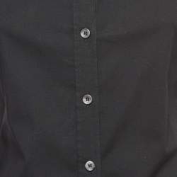 Pre Owned Burberry Brit Black Cotton Nova Check Detail Button Front Shirt XS