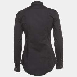 Pre Owned Burberry Brit Black Cotton Nova Check Detail Button Front Shirt XS