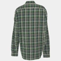 مملوكة مسبقًا Burberry Brit Green Nova Check Cotton Long Sleeve Shirt XL