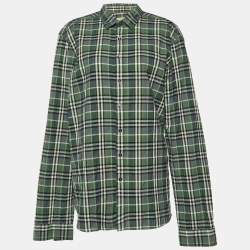 مملوكة مسبقًا Burberry Brit Green Nova Check Cotton Long Sleeve Shirt XL