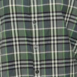 مملوكة مسبقًا Burberry Brit Green Nova Check Cotton Long Sleeve Shirt XL