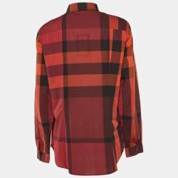 مملوكة مسبقًا Burberry Brit Red Giant Check Cotton Long Sleeve Shirt L