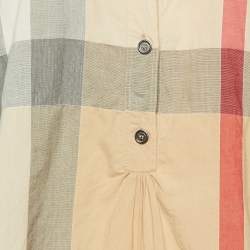 Pre Owned Burberry Brit Beige Giant Check Cotton Half Buttoned Shirt M