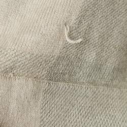 Pre Owned Burberry Brit Beige Checked Silk Blend Knit V-Neck T-Shirt XS