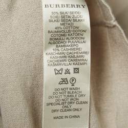 Pre Owned Burberry Brit Beige Checked Silk Blend Knit V-Neck T-Shirt XS
