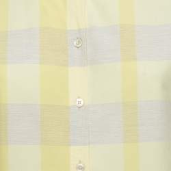 Pre Owned Burberry Brit Yellow Checked Cotton Three-Quarter Sleeve Shirt M