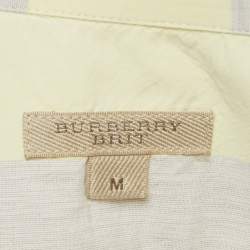 Pre Owned Burberry Brit Yellow Checked Cotton Three-Quarter Sleeve Shirt M