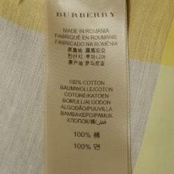 Pre Owned Burberry Brit Yellow Checked Cotton Three-Quarter Sleeve Shirt M