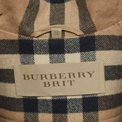 Pre Owned Burberry Brit Beige Wool Mid-Length Duffle Coat S