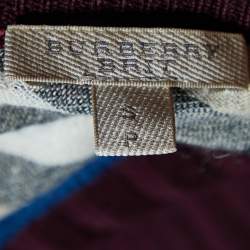 Pre Owned Burberry Brit Burgundy Merino Wool Knit Bow Detail Sweater S