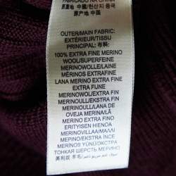 Pre Owned Burberry Brit Burgundy Merino Wool Knit Bow Detail Sweater S