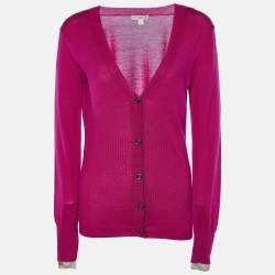 Burberry Brit Pink Merino Wool Knit Button Front Cardigan M