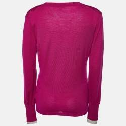 Burberry Brit Pink Merino Wool Knit Button Front Cardigan M