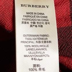 Pre Owned Burberry Brit Red/Black Checked Wool Long Sleeve Blouse M