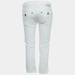 Pre Owned Burberry Brit White Denim Skinny Leg Jeans S Waist 27"